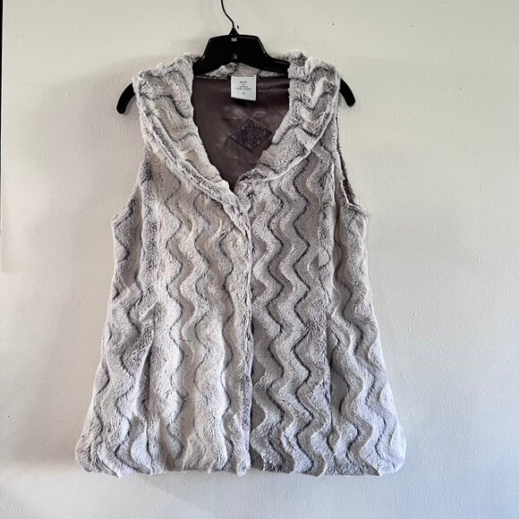 Jou Jou Faux Fur Gray Very Soft  Vest Size L - Picture 1 of 5